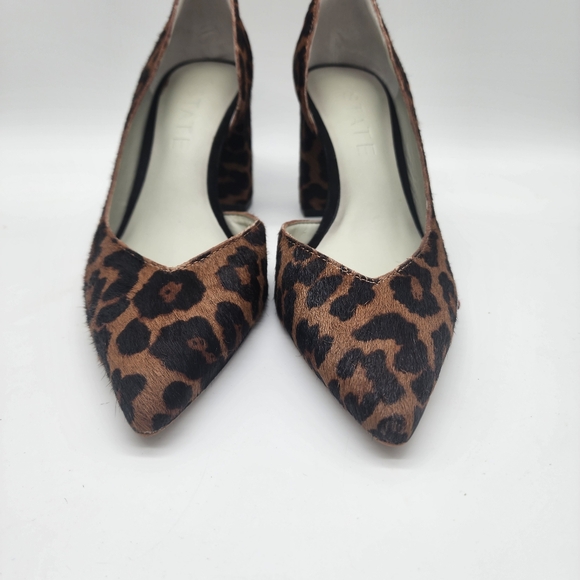 1. State Saffy 2 Genuine Cow Hair Leopard Print Block Heel Pump Size 6 - Picture 3 of 10